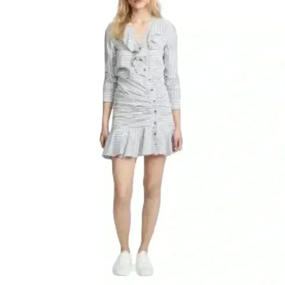 Veronica Beard Kai Dress Blue White Ruffled Size 8 - Picture 1 of 6